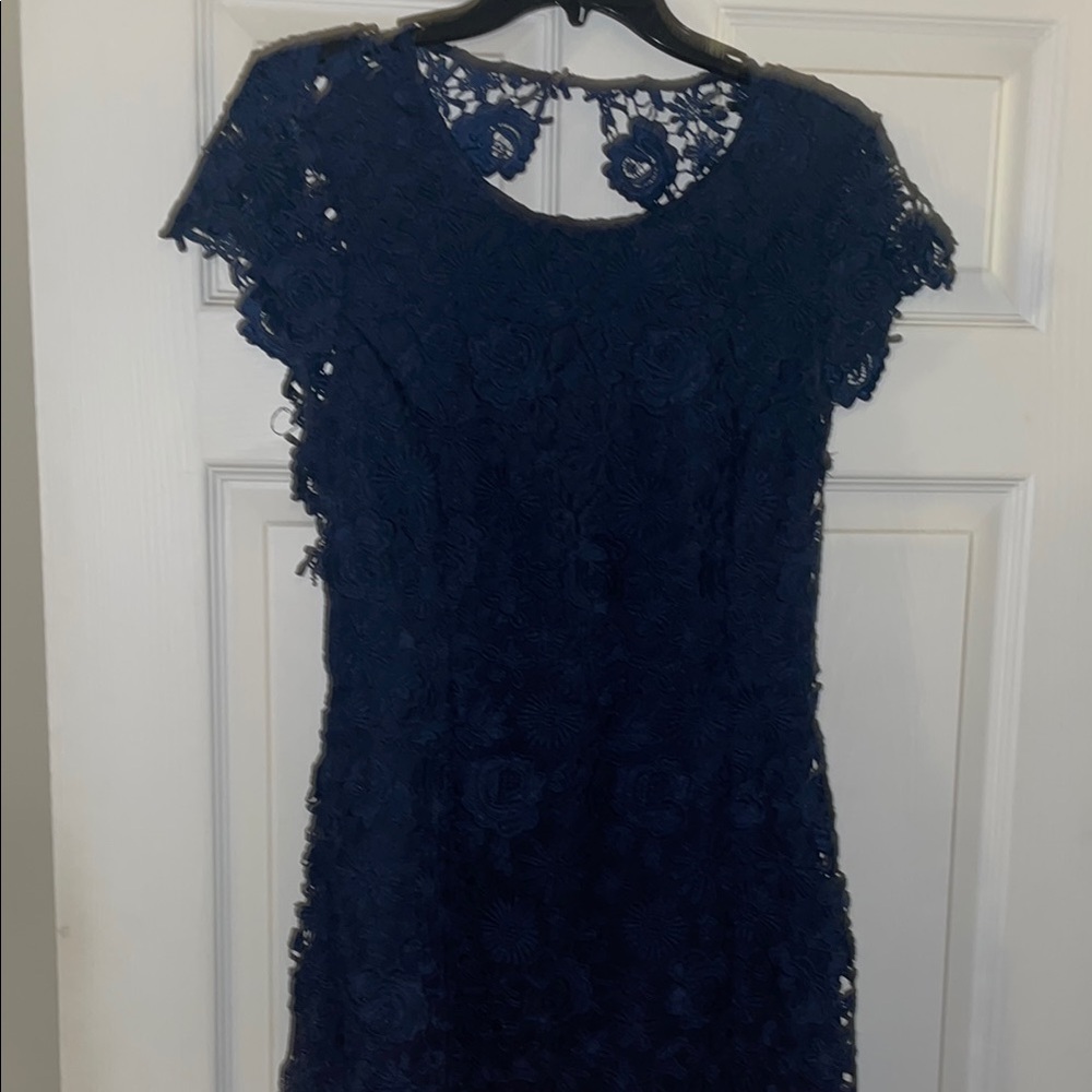 Lulu's Blue Flutter Sleeve Sheath Mini Dress